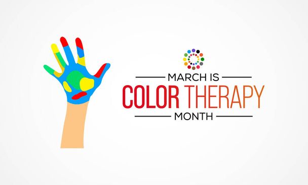 Color Therapy Month is een internationaal evenement jaarlijks in maart, om de helende kracht van kleur te vieren. Vectorillustratie. - Vector, afbeelding