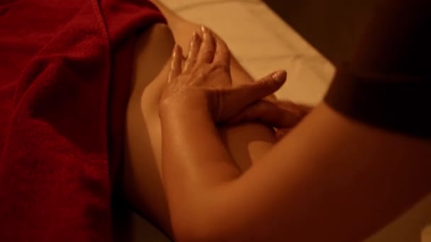 partial view of therapist massaging leg of woman  - Imágenes, Vídeo