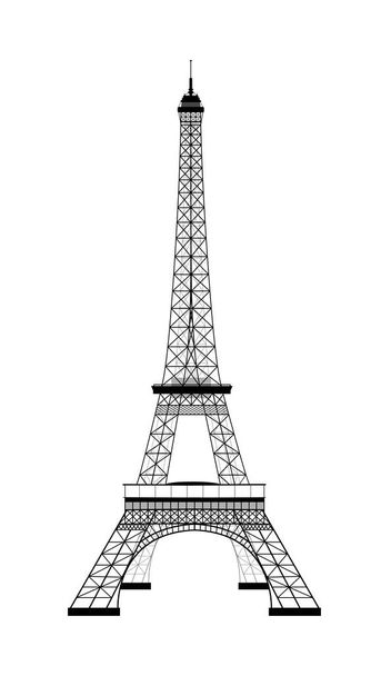 Eiffel Kulesi beyazın üstünde. Görüş. Eyfel Kulesi 'nin silueti. Vektör illüstrasyonu. - Vektör, Görsel