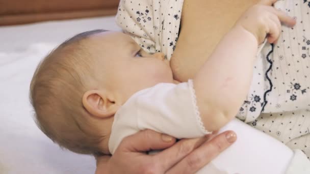Borstvoeding. Moeder geeft de baby borstvoeding.. - Video