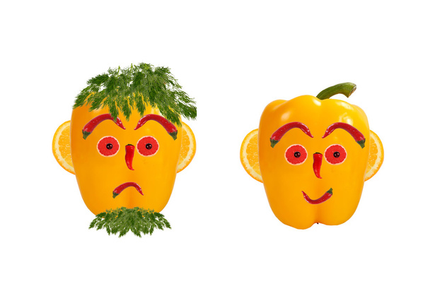 zdravé stravování. legrační obličeje vyrobené ze zeleniny a ovoce - Fotografie, Obrázek