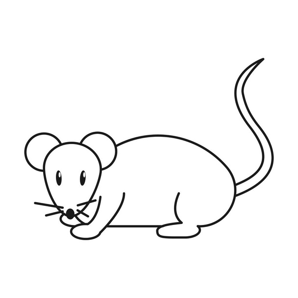 概要白い背景に隔離された漫画のマウス。ぬり絵だ。ベクターイラスト - ベクター画像