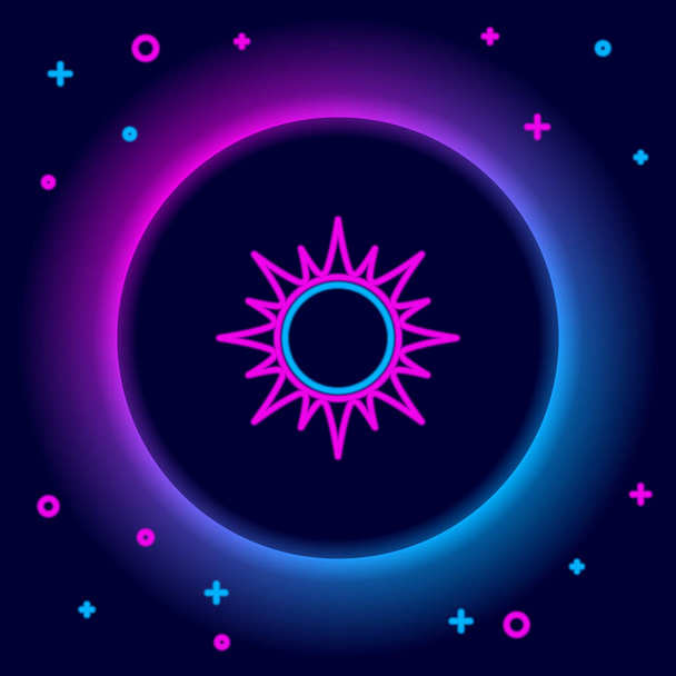 Glowing neon line Sun icon isolated on black background. Colorful outline concept. Vector - Vector, Image