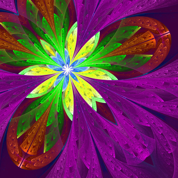 Multicolor bela flor fractal em verde, roxo e azul. C
 - Foto, Imagem