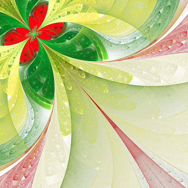 güzel fractal çiçek yeşil ve kırmızı. oluşturulan bilgisayar gr - Fotoğraf, Görsel