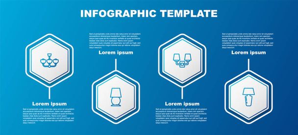 Set line Chandelier, Table lamp, Wall or sconce and . Business infographic template. Vector - Vector, Image