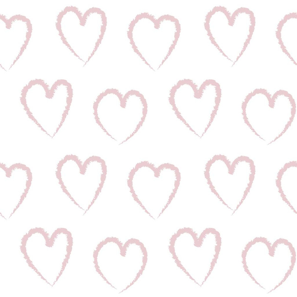 Rosa herzförmige Pinselstrich nahtlose Muster Hintergrund für Modetextilien, Grafiken - Vektor, Bild