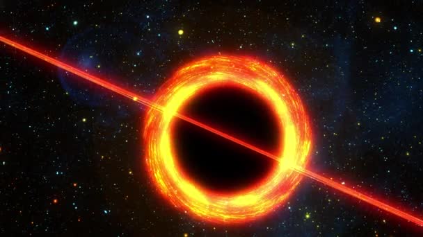 4K 3D Space exploration vlucht vliegen door zwart gat en kleurrijke sterren velden in de ruimte science fiction achtergrond. Zwart gat en een schijf gloeiende plasma abstracte digitale animatie in de diepe ruimte. - Video