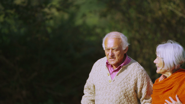 Seniorenpaar geht auf dem Land spazieren - Filmmaterial, Video