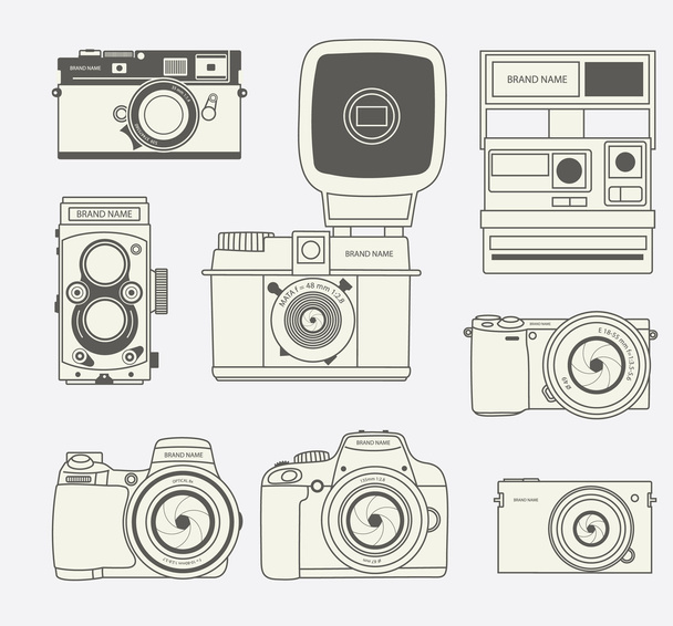 Set of Photo cameras - Vector, Image