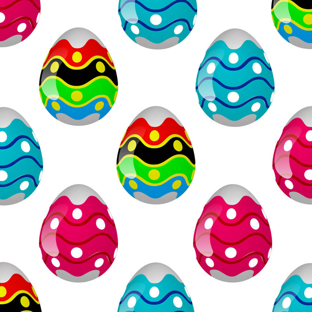 Seamless background of colorful easter eggs, vector art illustration. - Vector, afbeelding