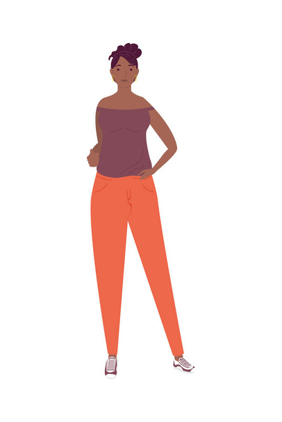 afro mladá žena stojící avatar charakter - Vektor, obrázek