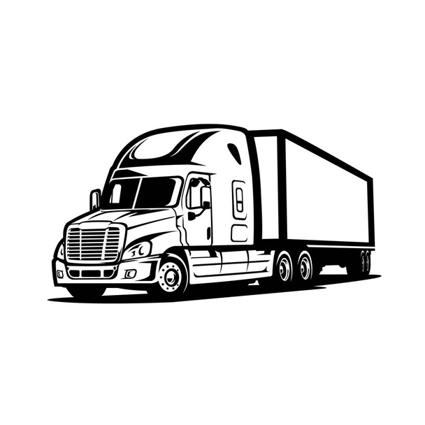Modern semi truck 18 wheeler with trailer attached isolated vector image - Vector, Image