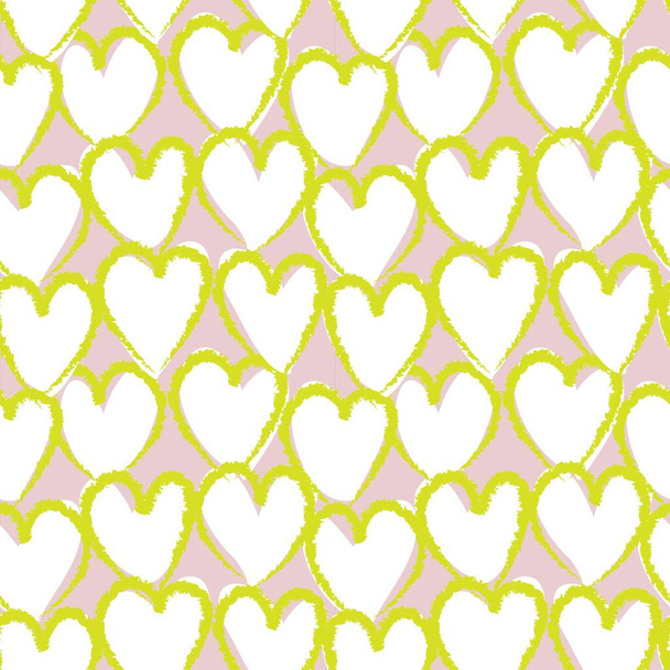 Żółte serce w kształcie pociągnięcia pędzla płynny wzór tło dla tekstyliów mody, grafiki - Wektor, obraz