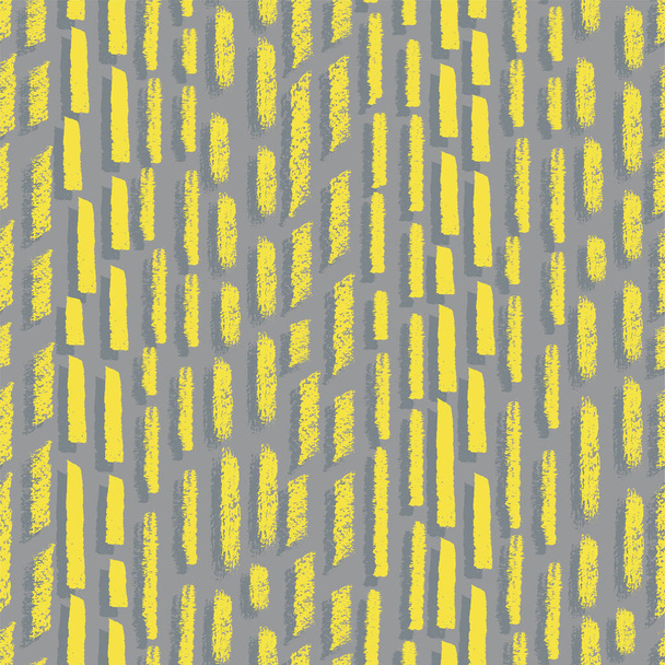 Vector drawn yellow stripes grey seamless pattern - Vector, Image