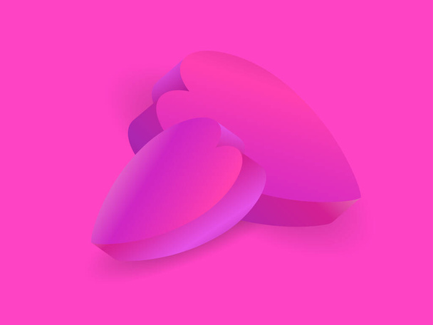 3D-Herzen zum Valentinstag. Isometrische Herzen in rosa für Grußkarten, Geschenkpapier, Werbeartikel und Einladungen. Vektorillustration - Vektor, Bild