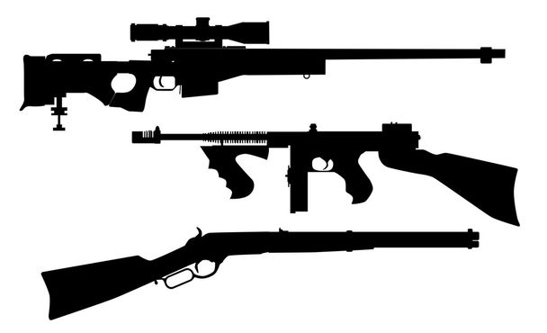 Rifle Silhouettes - Vector, Image