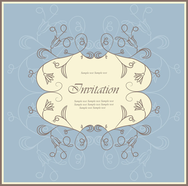 Vintage blue floral invitation card - Vetor, Imagem
