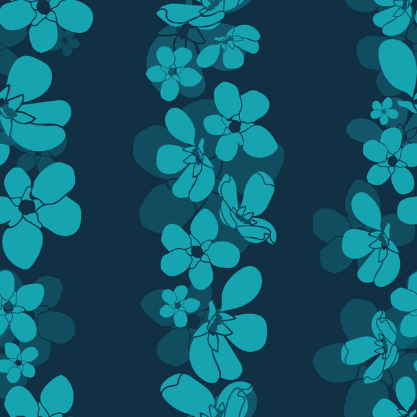 Vector fleurs de cerisier bleu motif sans couture sombre - Vecteur, image