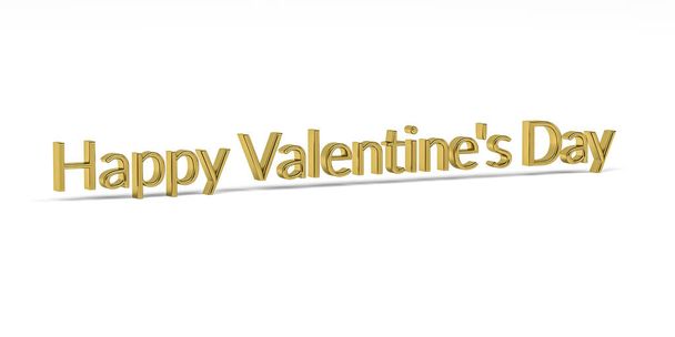 Golden Happy Valentine 's Day Inschrift - dreidimensionale Inschrift isoliert auf weißem Hintergrund - 3D-Rendering - Foto, Bild