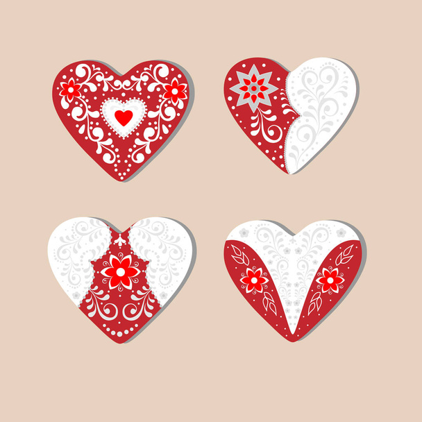 heart with white lace, vector heart - Vektör, Görsel