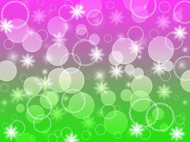 abstract colorful background with circles , flower and shining sparkles - Photo, Image