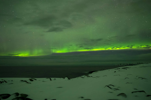 Aurora Borealis. Kuzey Işıkları. Teriberka. Murmansk bölgesi. Rusya - Fotoğraf, Görsel