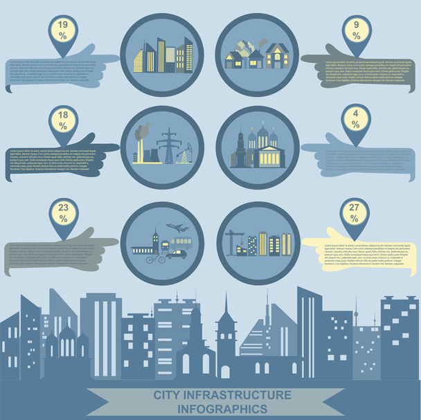 Set of elements infrastructure city, vector infographics - Vecteur, image