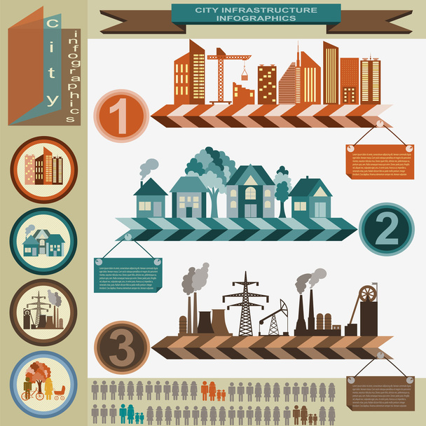 Set of elements infrastructure city, vector infographics - Vector, Imagen