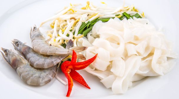 Char frito Kway Teow ingredientes
 - Foto, Imagem