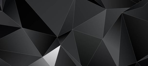 Abstract black triangle background with thin white stroke - Photo, Image