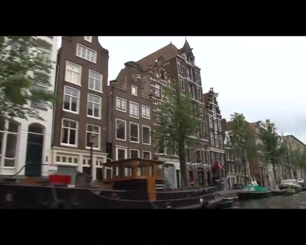 AMSTERDAM, THE NETHERLANDS - CIRCA 2011: Amsterdam canal boat view - Footage, Video