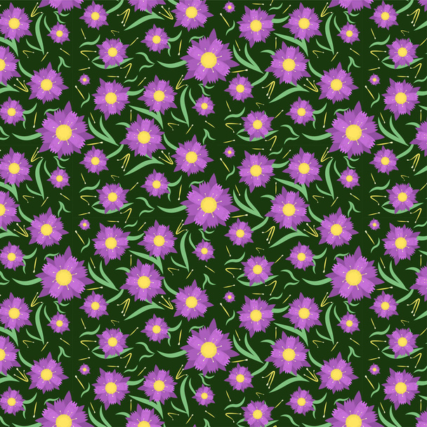 Muster mit violetten Blüten, Frühlingsillustration - Vektor, Bild