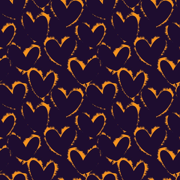 Braune herzförmige Pinselstrich nahtlose Muster Hintergrund für Modetextilien, Grafiken - Vektor, Bild