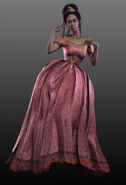 Fantasy POC Princess in Pink Ballgown - Photo, Image