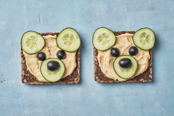 cucumber and hummus bear toasts - Photo, Image
