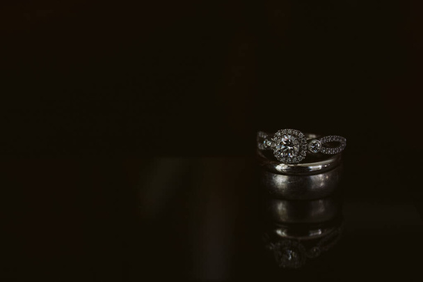 Engagement and wedding band rings - Fotó, kép
