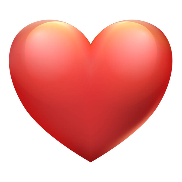 白い背景に大きな赤いハート。バレンタインデーのサインだ。1つの大きな美しい心の形のシンボルとバレンタインデーの愛の休日の明るいベクトルイラスト - ベクター画像