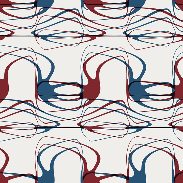 Patrón abstracto sin costuras en rojo azul negro blanco - Foto, imagen