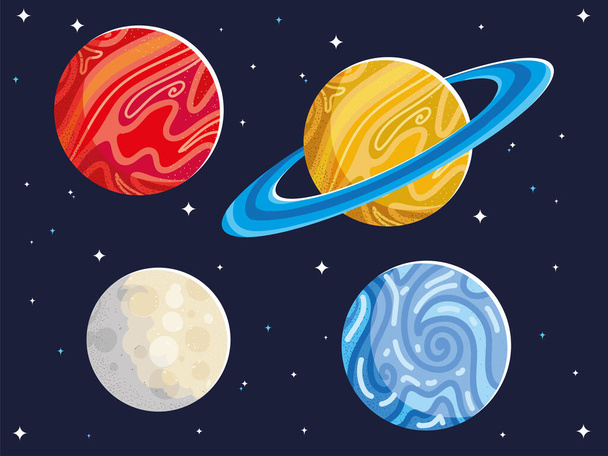 space astronomy galaxy planets and moon - Vector, Image
