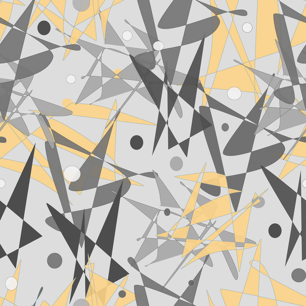 Shattered Abstract en grises y patrón de repetición de vector inconsútil amarillo - Vector, Imagen