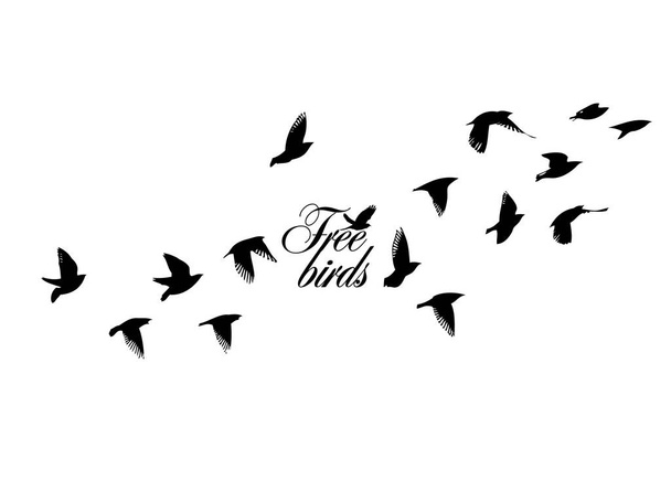 Um bando de pássaros voadores. Ilustração vetorial - Vetor, Imagem