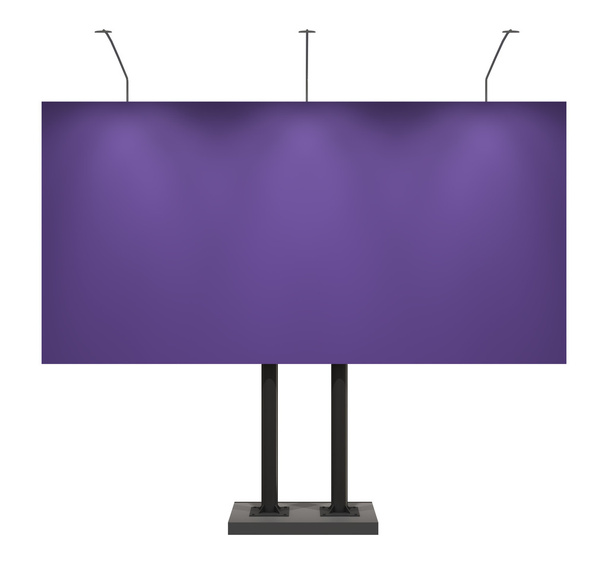 Placa violeta em branco para propaganda, isolada em branco
 - Foto, Imagem