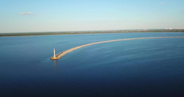 Aerial view of the lighthouse on the Kiev sea in Vyshgorod, Ukraine - Footage, Video