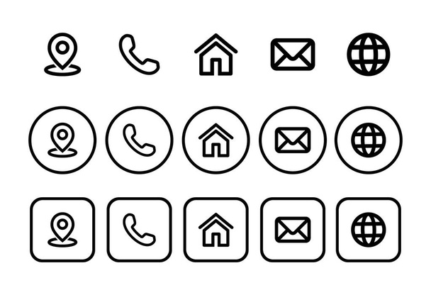 Contact information icons for web computer and mobile app - Vector, Image