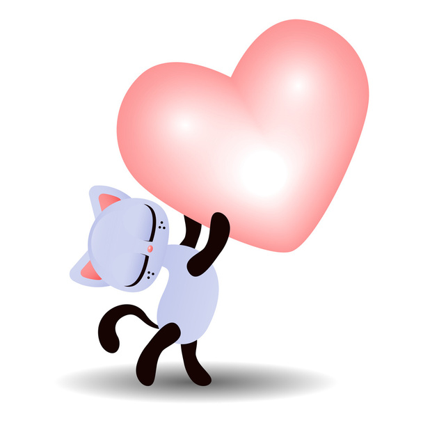 Kitty holding a heart - Vektor, kép