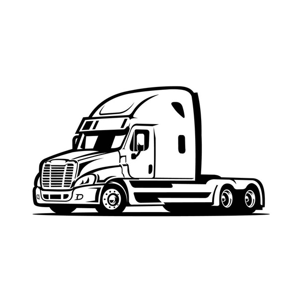 Trucker semi truck 18 wheeler with trailer attached isolated vector image - Vector, Image