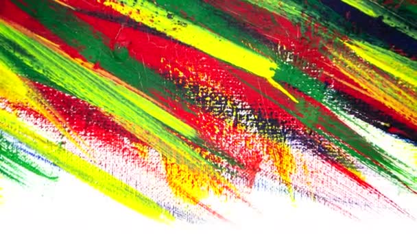 Veel verschillende multi-gekleurde lijnen zijn chaotisch getekend met borstel - Video
