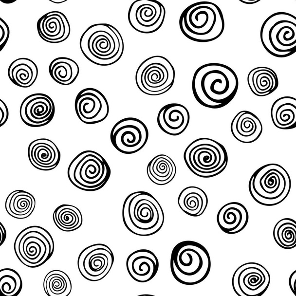 Vector seamless pattern with spiral, curl elements. Abstract cute pattern on white background - Vecteur, image
