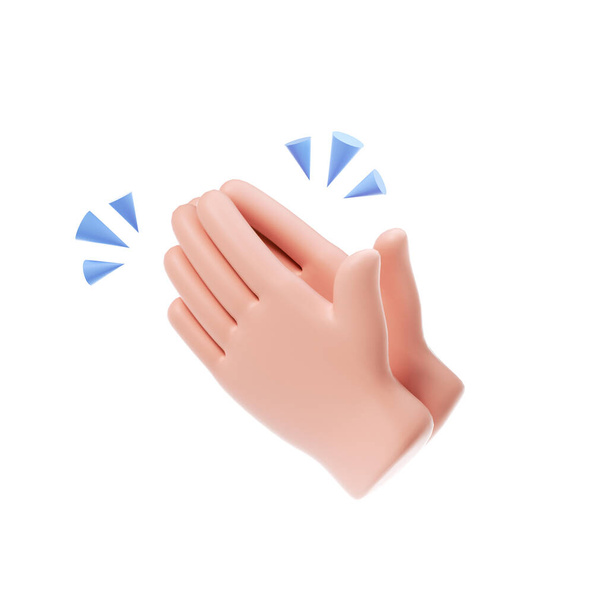 Icono de Manos Aplaudiendo 3D aislado sobre fondo blanco. manos aplaudiendo, acuerdo y concepto de éxito. ilustración de renderizado 3d - Foto, imagen